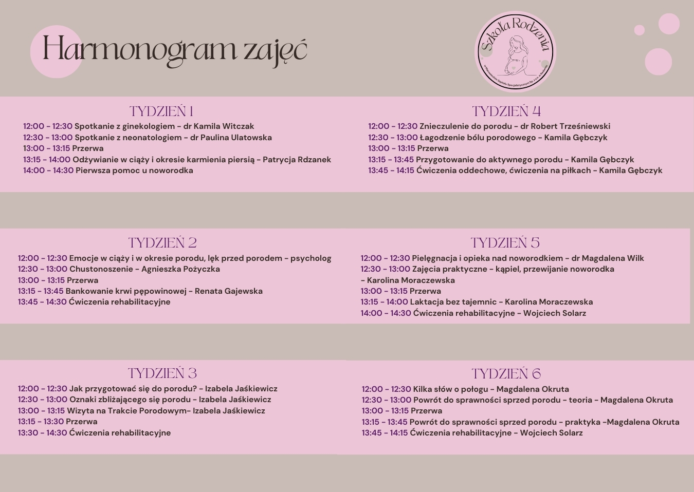 harmonogram zajec fb sz.rodzenia 
